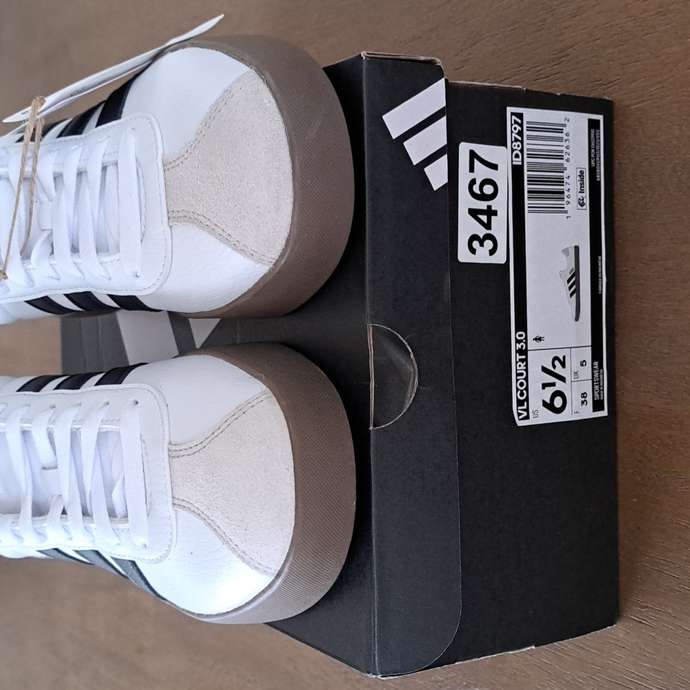 Adidas VL Court 3.0 - Color: White/Black/Grey - Size: Women 6.5 - Picture 4 of 10